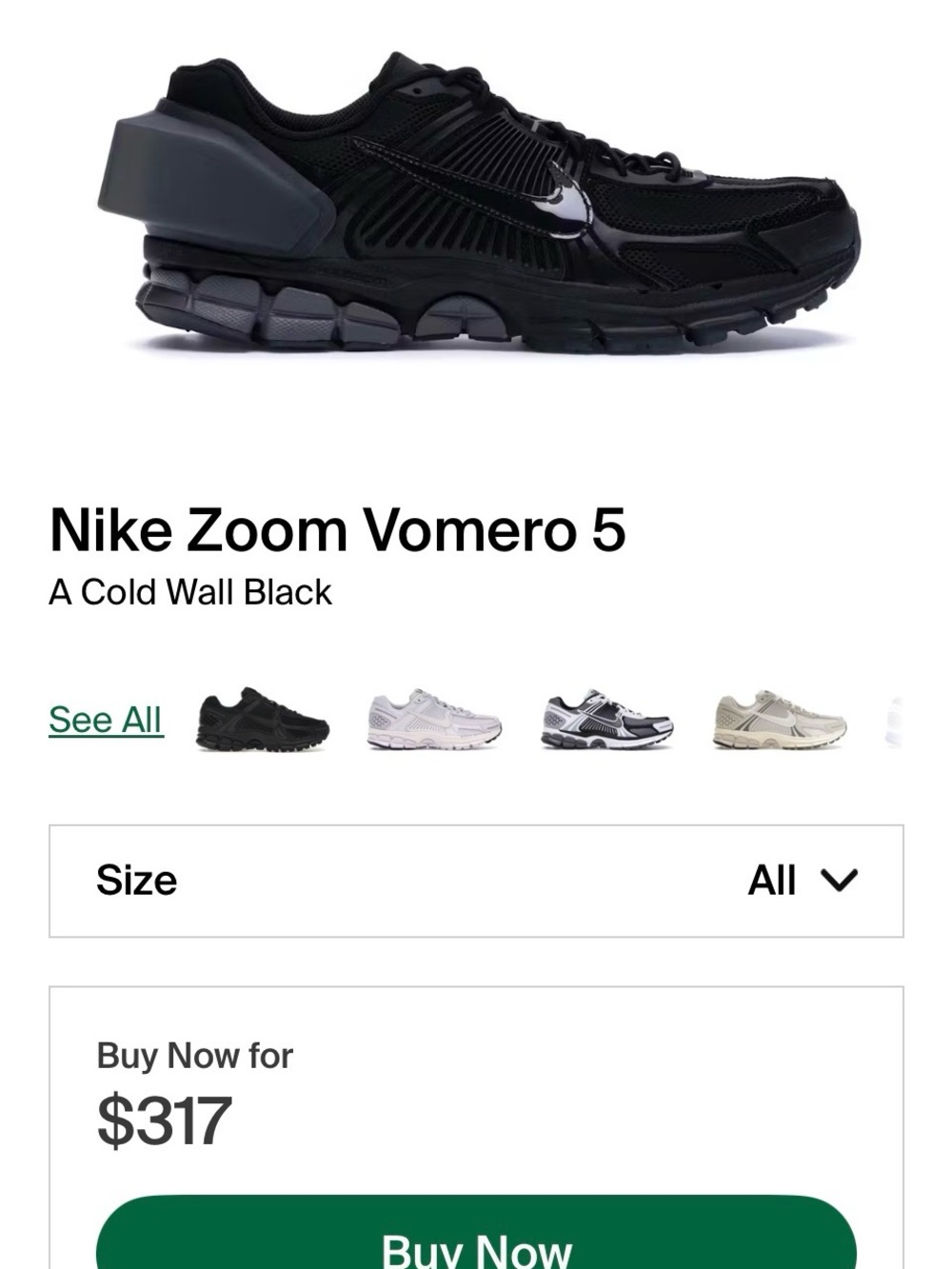 Nike mens’Zoom Vomero 5 Sneakers - Black